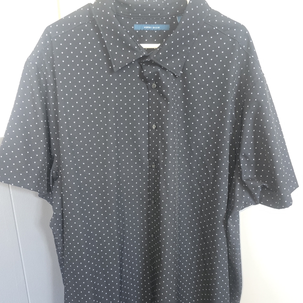 Perry Ellis Black Polo with White Dots